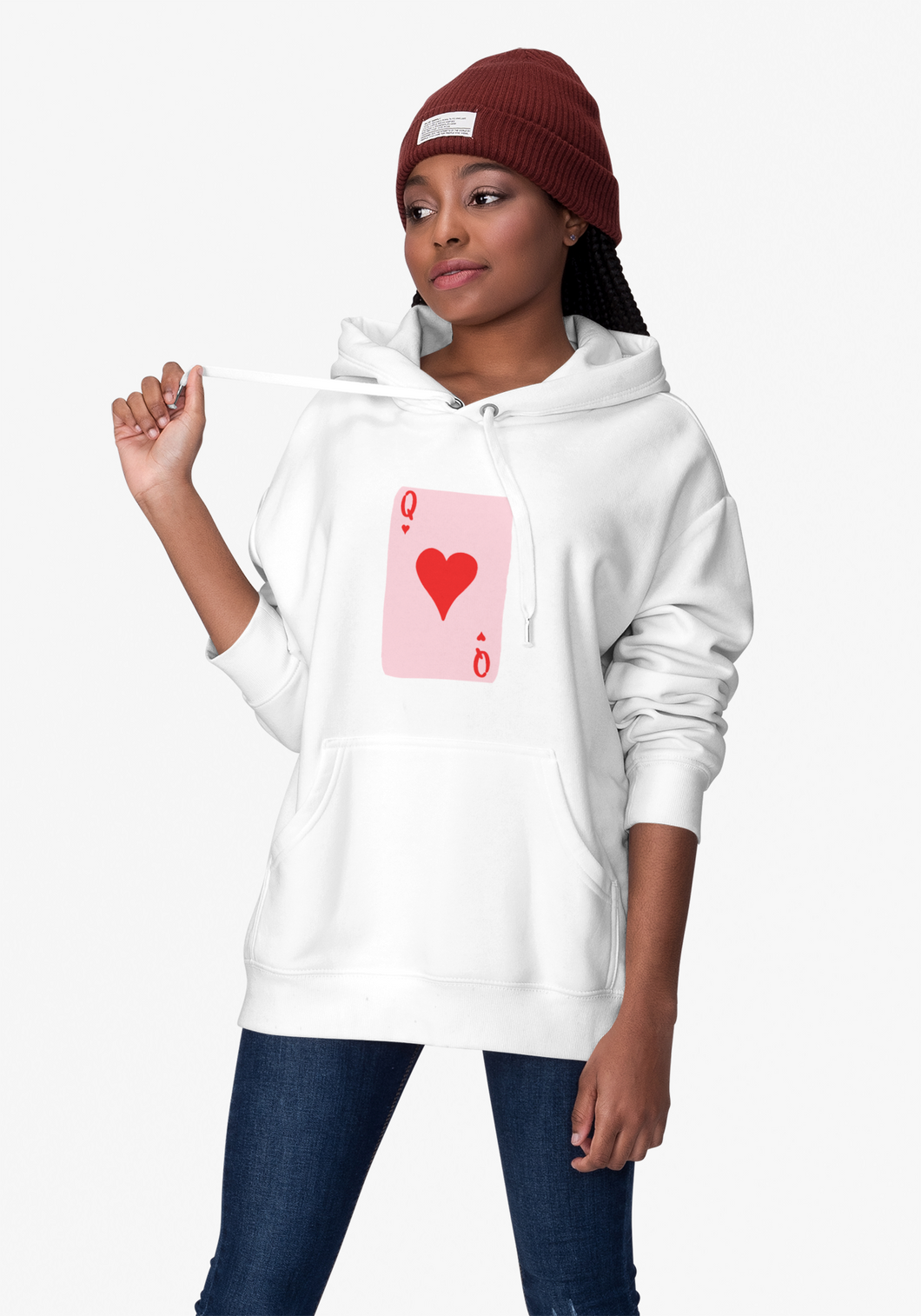 QUEEN OF HEARTS CARD HOODIE