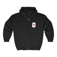 Load image into Gallery viewer, Queen of Hearts Full Zip Hooded Sweatshirt
