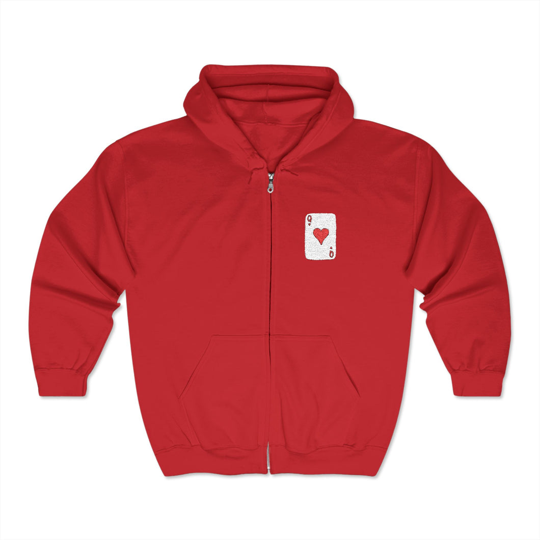 Queen of Hearts Full Zip Hooded Sweatshirt